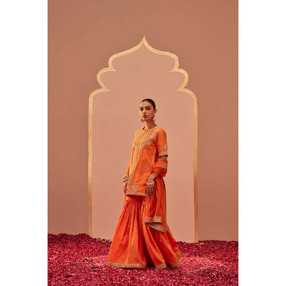Sheetal Batra Orange Kurta With Sharara And Dupatta (Set of 3)