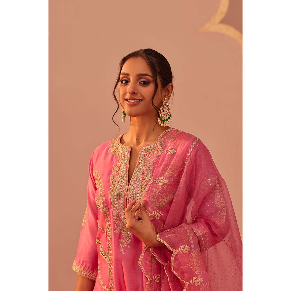 Sheetal Batra Pink Kurta With Salwar And Dupatta (Set of 3)