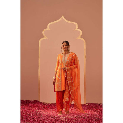 Sheetal Batra Orange Kurta With Salwar And Dupatta (Set of 3)