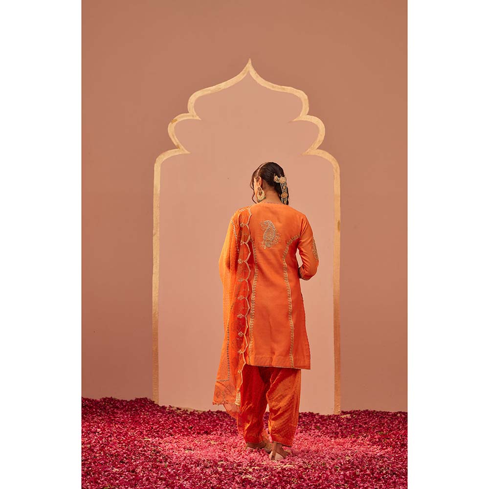 Sheetal Batra Orange Kurta With Salwar And Dupatta (Set of 3)