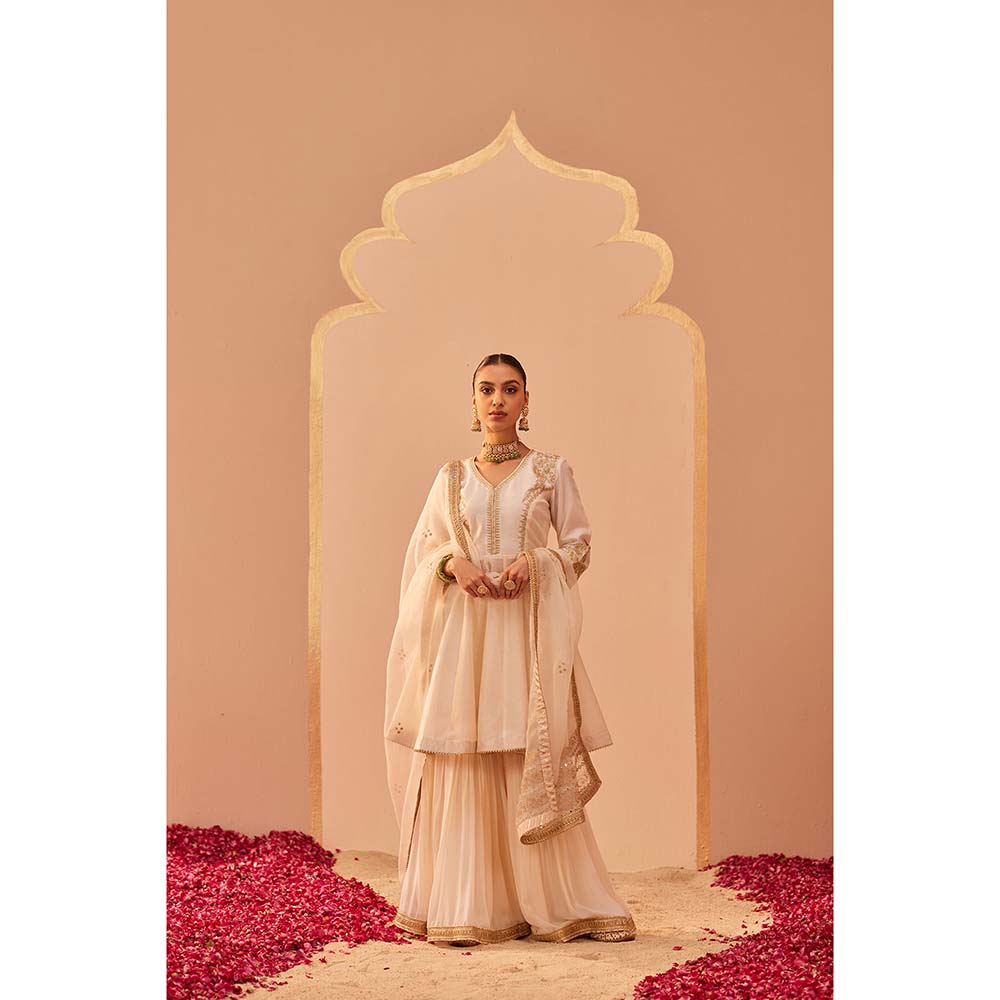 Sheetal Batra Ivory Kurta With Sharara And Dupatta (Set of 3)