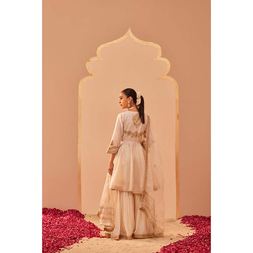 Sheetal Batra Ivory Kurta With Sharara And Dupatta (Set of 3)