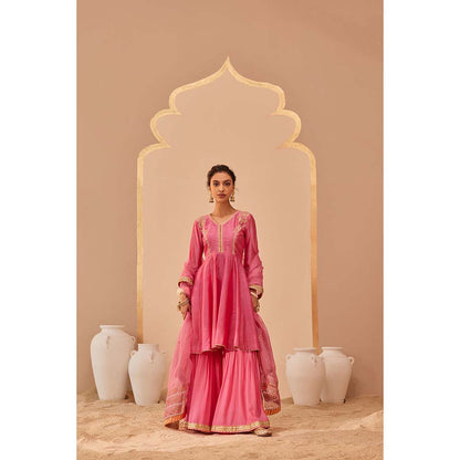 Sheetal Batra Pink Kurta With Sharara And Dupatta (Set of 3)