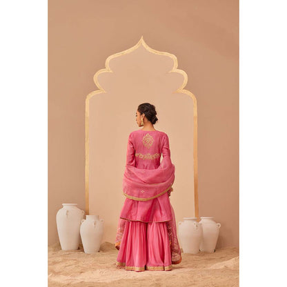 Sheetal Batra Pink Kurta With Sharara And Dupatta (Set of 3)
