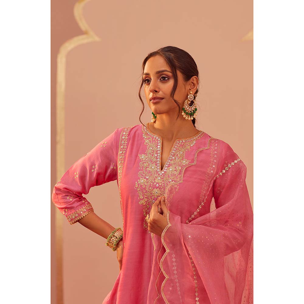 Sheetal Batra Pink Kurta With Salwar And Dupatta (Set of 3)