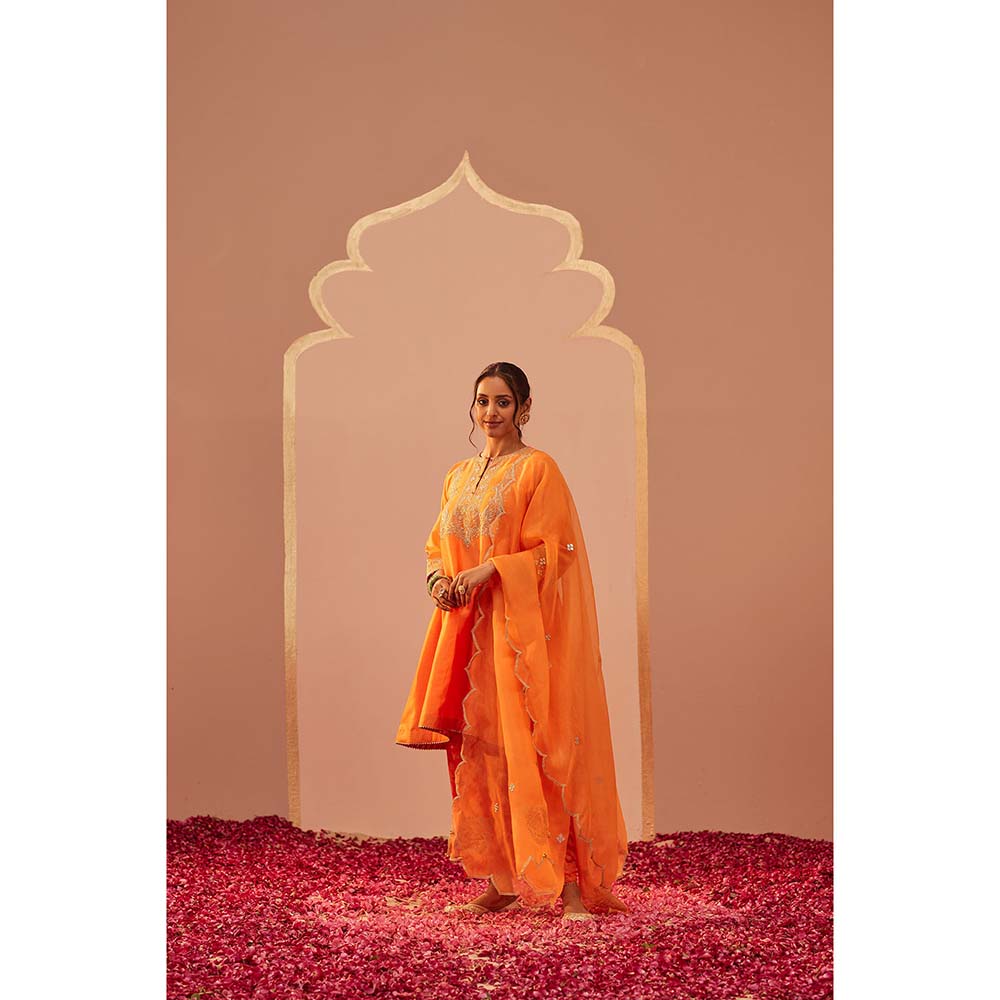 Sheetal Batra Orange Kurta With Salwar And Dupatta (Set of 3)