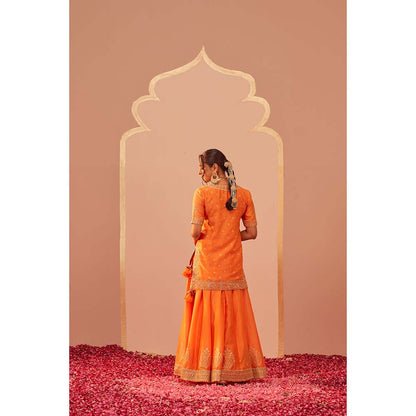 Sheetal Batra Orange Faiza Kurta With Lehenga And Dupatta (Set of 3)