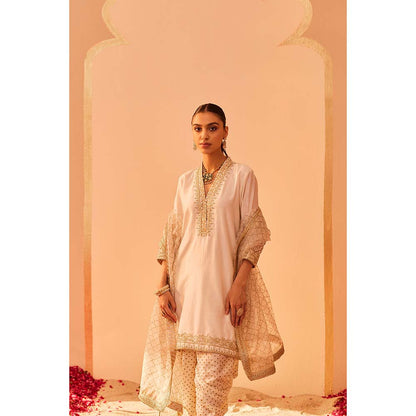 Sheetal Batra Daisy Ivory Kurta With Dhoti And Dupatta (Set of 3)