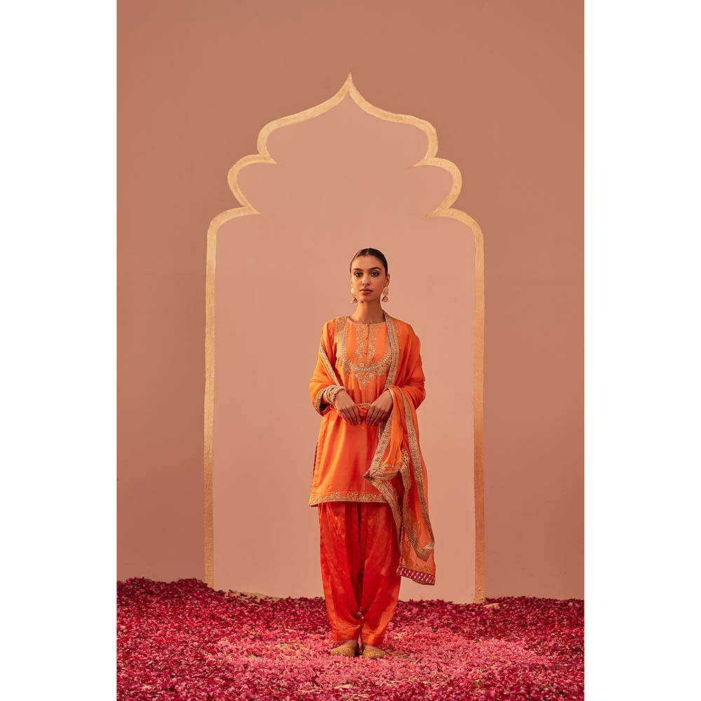 Sheetal Batra Orange Kurta With Salwar And Dupatta (Set of 3)