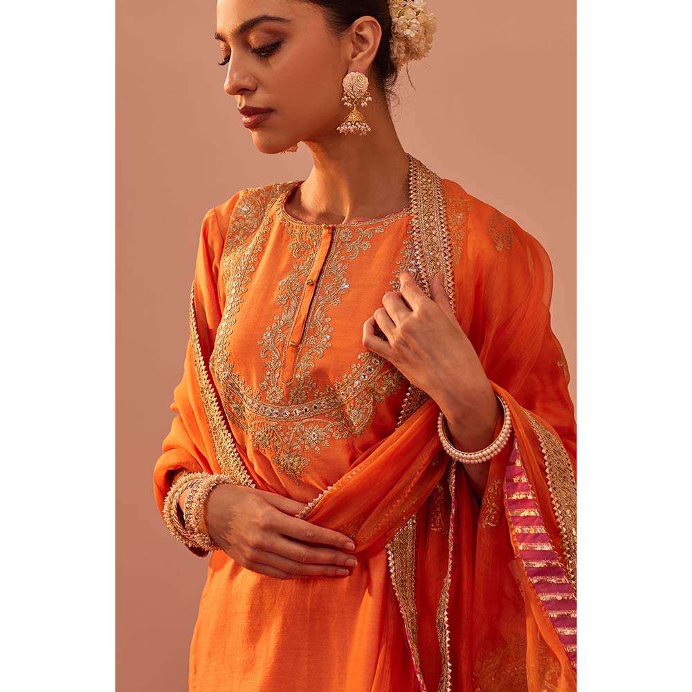 Sheetal Batra Orange Kurta With Salwar And Dupatta (Set of 3)