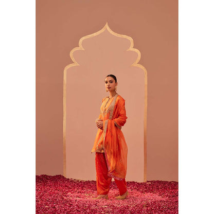 Sheetal Batra Orange Kurta With Salwar And Dupatta (Set of 3)