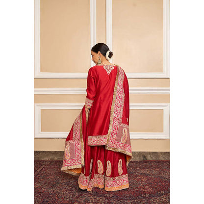 Sheetal Batra Red Kurta With Sharara And Dupatta (Set of 3)