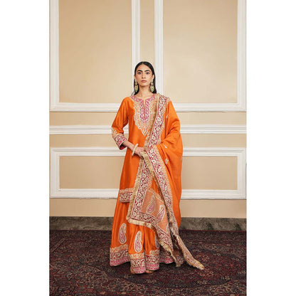Sheetal Batra Orange Kurta With Sharara And Dupatta (Set of 3)