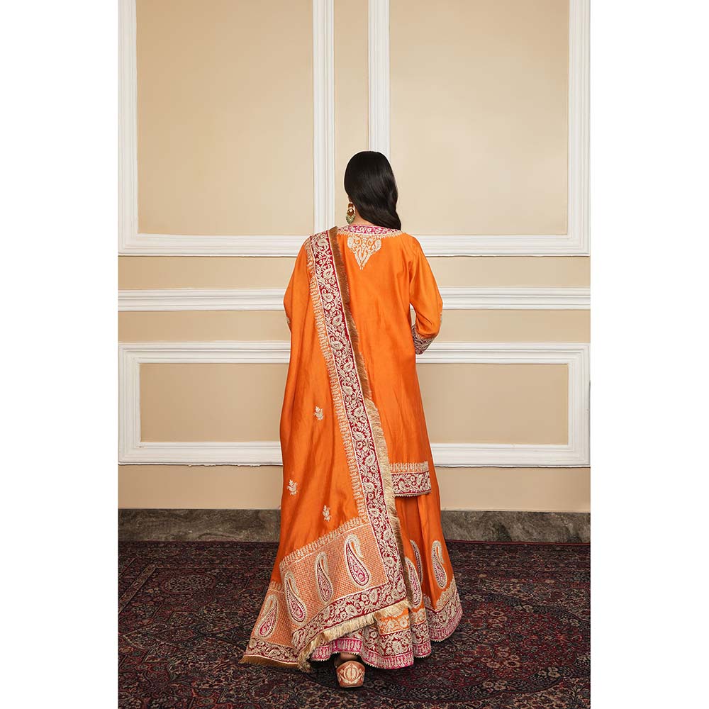 Sheetal Batra Orange Kurta With Sharara And Dupatta (Set of 3)