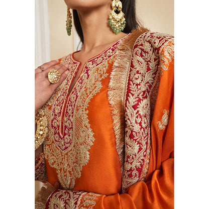 Sheetal Batra Orange Kurta With Sharara And Dupatta (Set of 3)