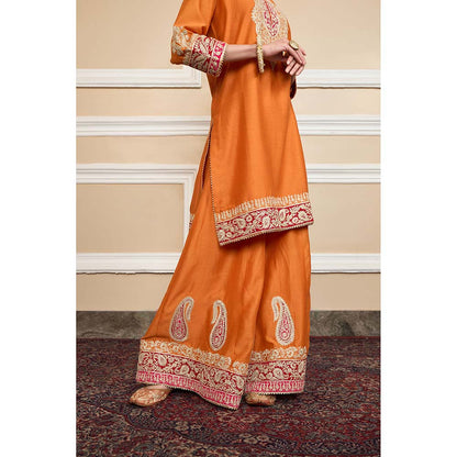 Sheetal Batra Orange Kurta With Sharara And Dupatta (Set of 3)