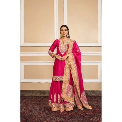 Sheetal Batra Pink Kurta With Sharara And Dupatta (Set of 3)