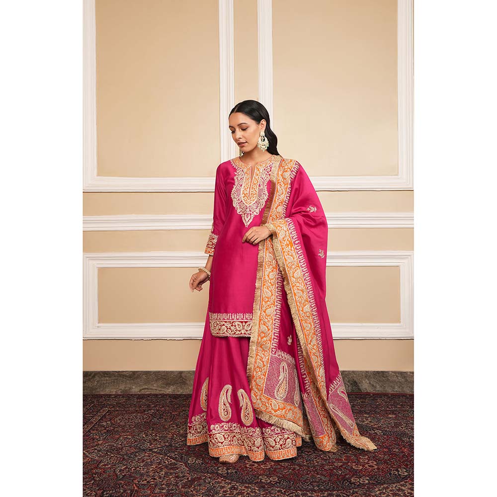 Sheetal Batra Pink Kurta With Sharara And Dupatta (Set of 3)