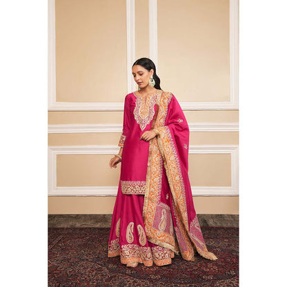 Sheetal Batra Pink Kurta With Sharara And Dupatta (Set of 3)