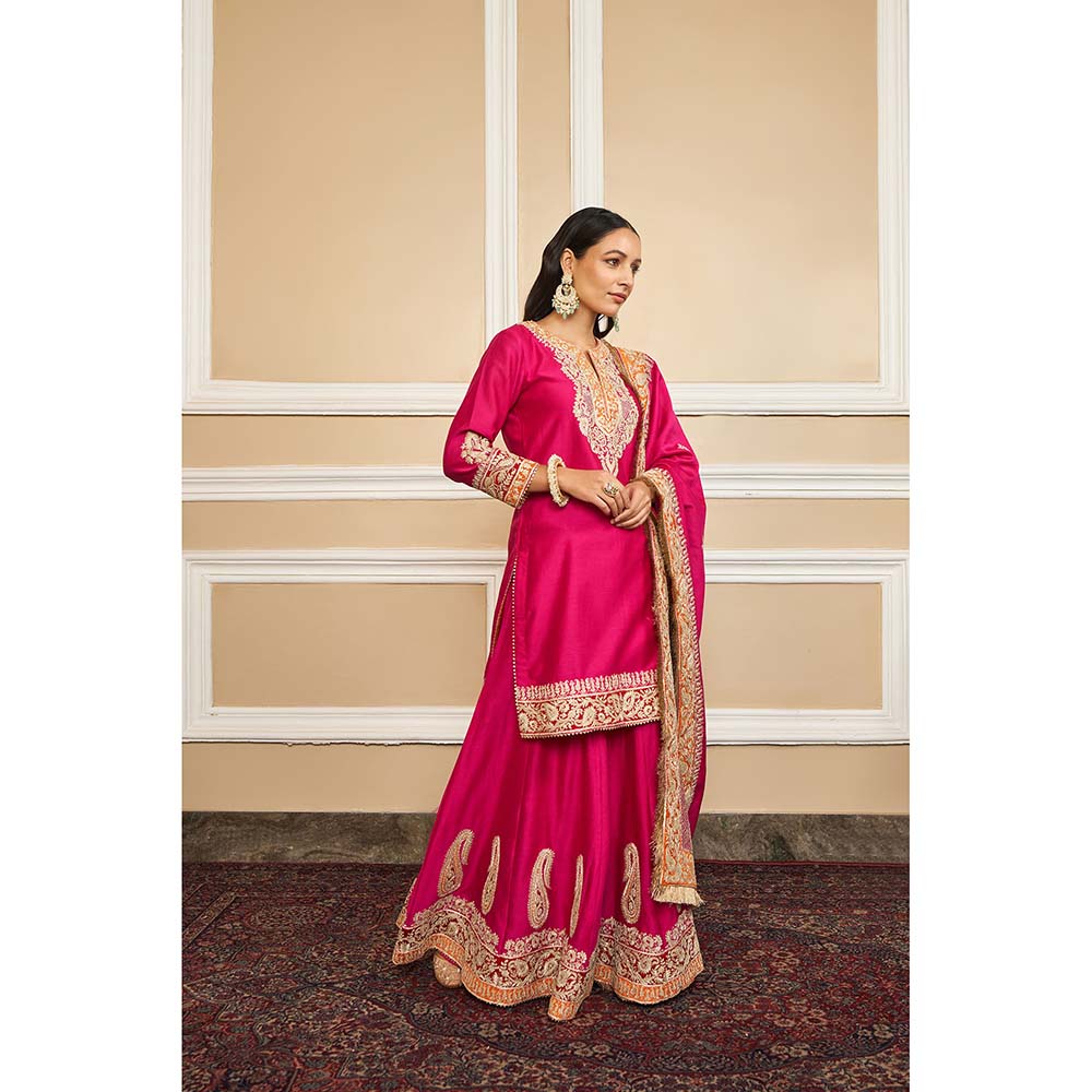 Sheetal Batra Pink Kurta With Sharara And Dupatta (Set of 3)