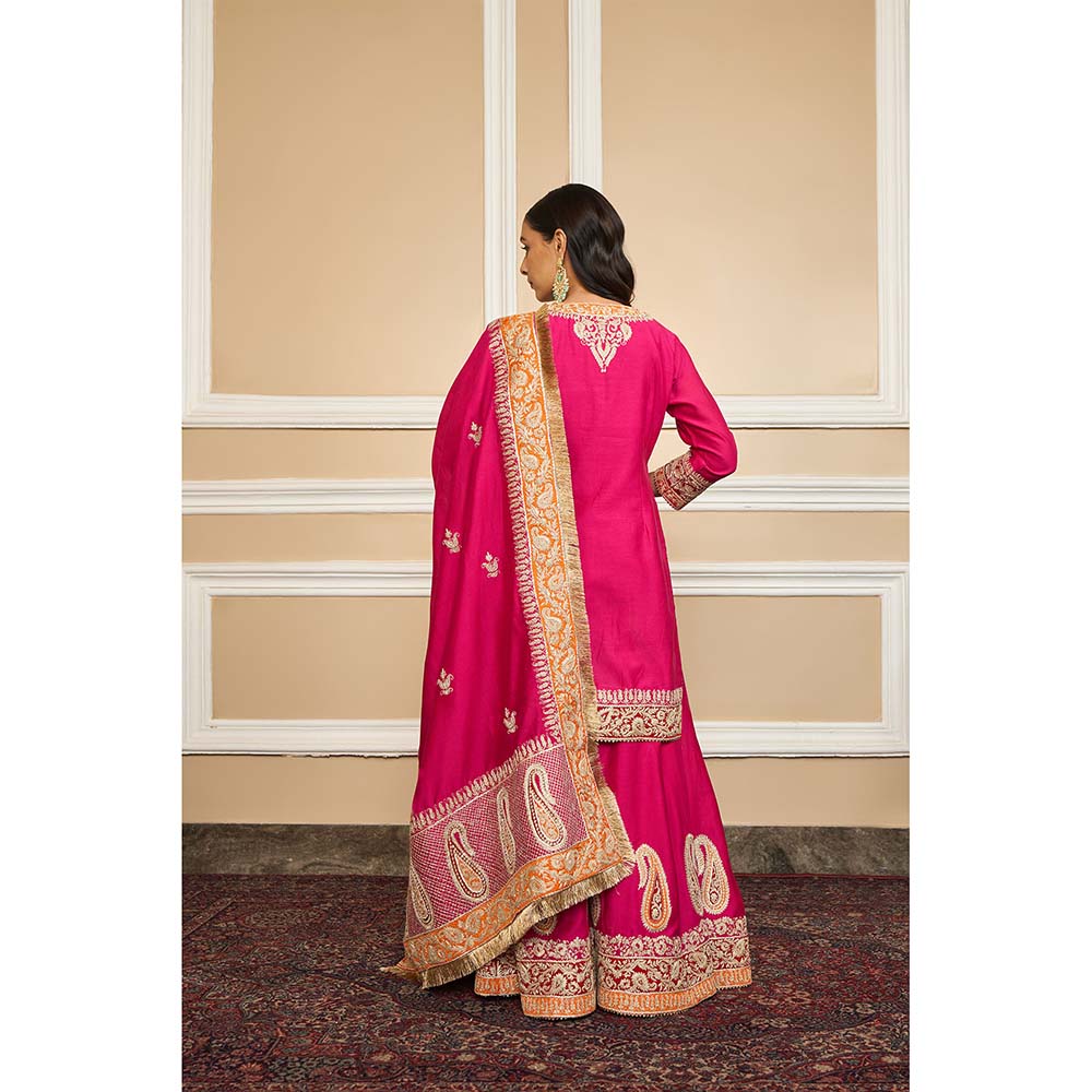 Sheetal Batra Pink Kurta With Sharara And Dupatta (Set of 3)