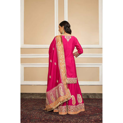 Sheetal Batra Pink Kurta With Sharara And Dupatta (Set of 3)