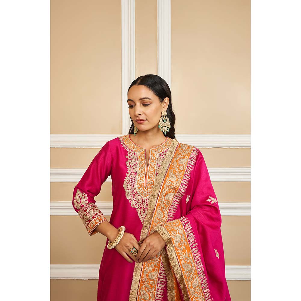 Sheetal Batra Pink Kurta With Sharara And Dupatta (Set of 3)