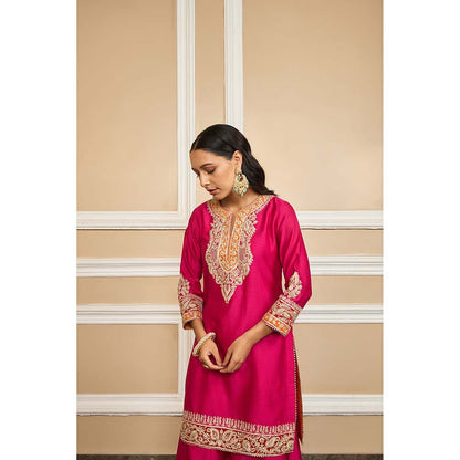 Sheetal Batra Pink Kurta With Sharara And Dupatta (Set of 3)