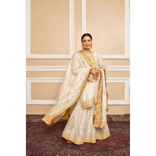 Sheetal Batra Ivory Kurta With Sharara And Dupatta (Set of 3)