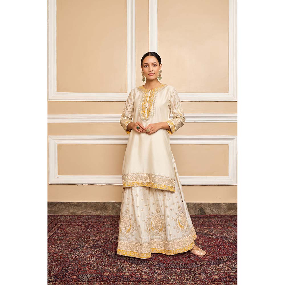Sheetal Batra Ivory Kurta With Sharara And Dupatta (Set of 3)