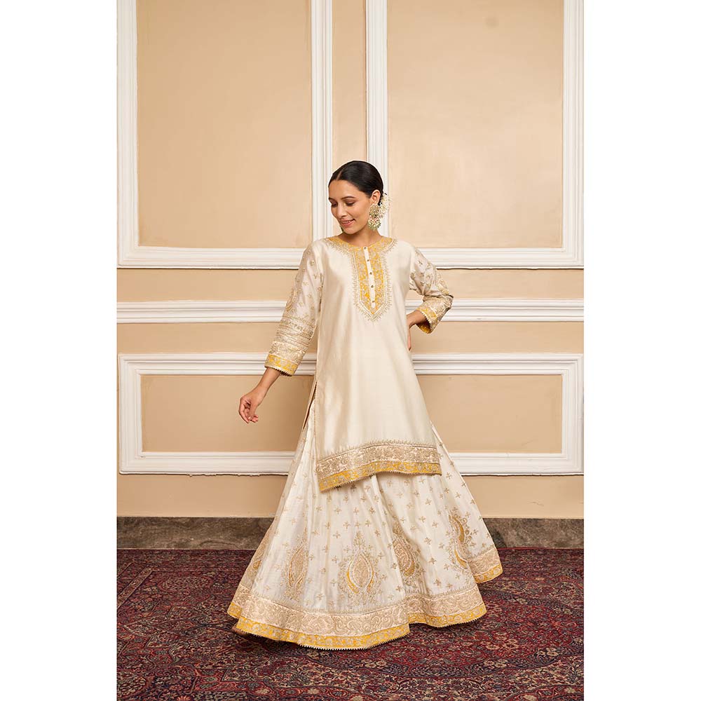 Sheetal Batra Ivory Kurta With Sharara And Dupatta (Set of 3)