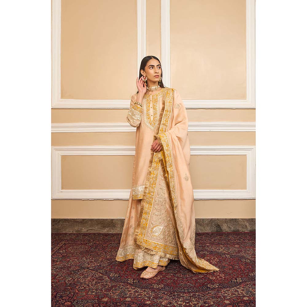 Sheetal Batra Beige Kurta With Sharara And Dupatta (Set of 3)