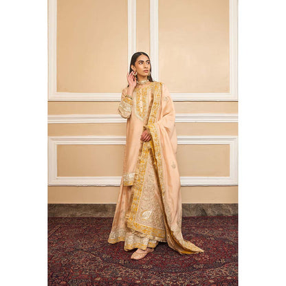 Sheetal Batra Beige Kurta With Sharara And Dupatta (Set of 3)