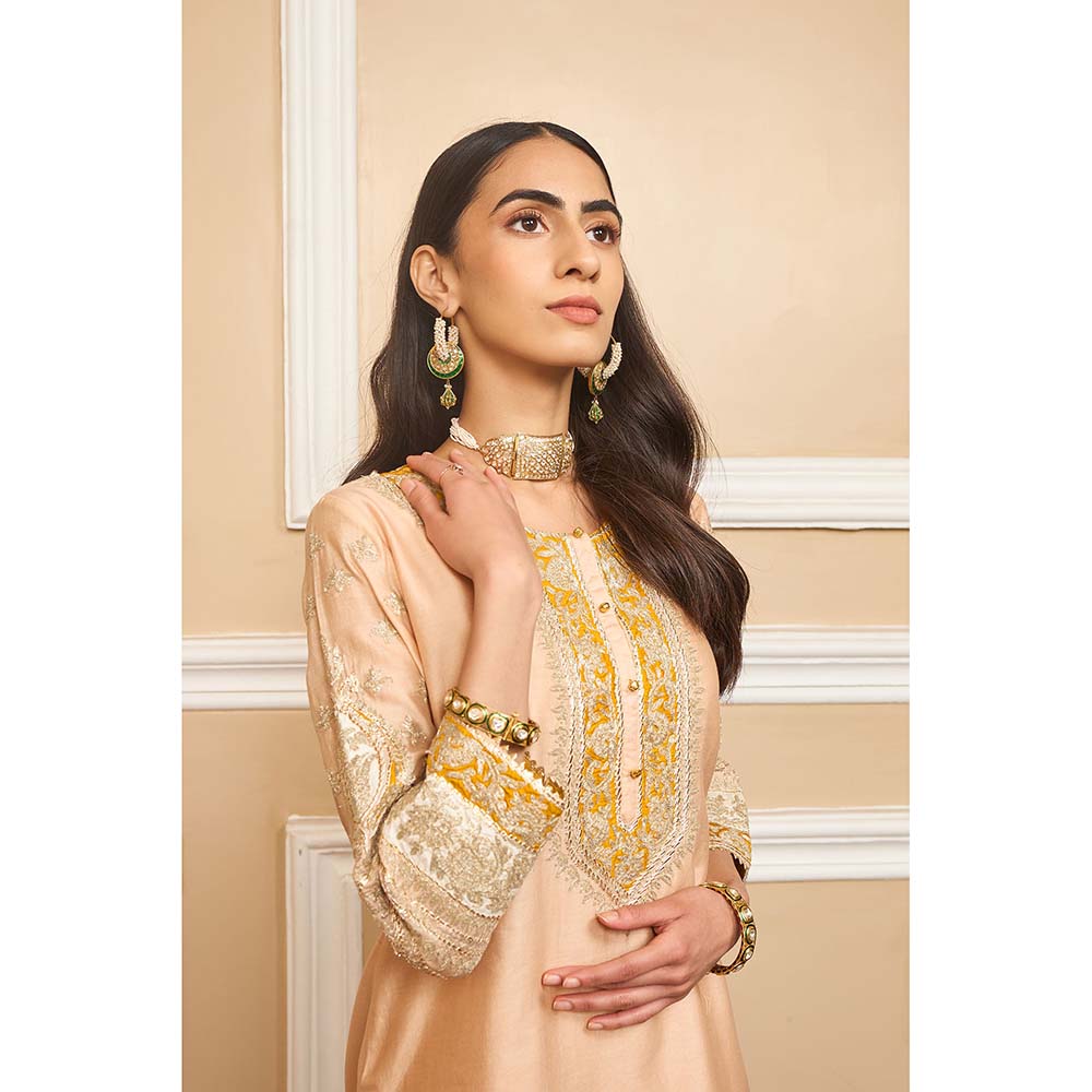 Sheetal Batra Beige Kurta With Sharara And Dupatta (Set of 3)
