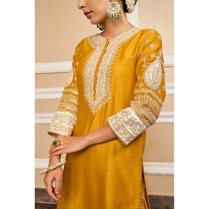 Sheetal Batra Mustard Kurta With Sharara And Dupatta (Set of 3)