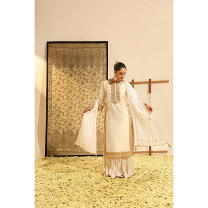 Sheetal Batra Ivory Abbas Kurta with Skirt and Dupatta (Set of 3)