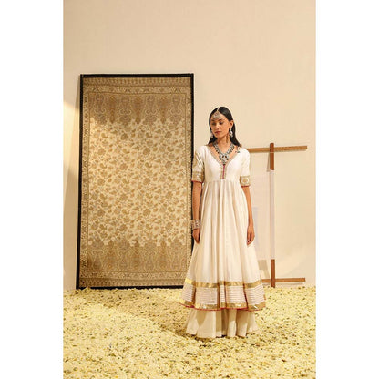 Sheetal Batra Ivory Shaiz Anarkali with Lehenga and Dupatta (Set of 3)