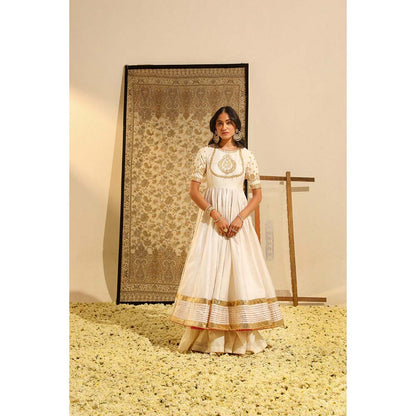 Sheetal Batra Ivory Irshaad Anarkali with Lehenga and Dupatta (Set of 3)