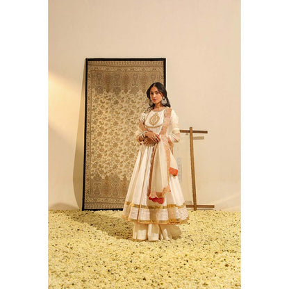 Sheetal Batra Ivory Irshaad Anarkali with Lehenga and Dupatta (Set of 3)