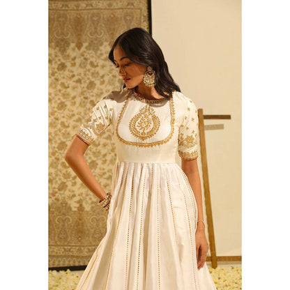 Sheetal Batra Ivory Irshaad Anarkali with Lehenga and Dupatta (Set of 3)