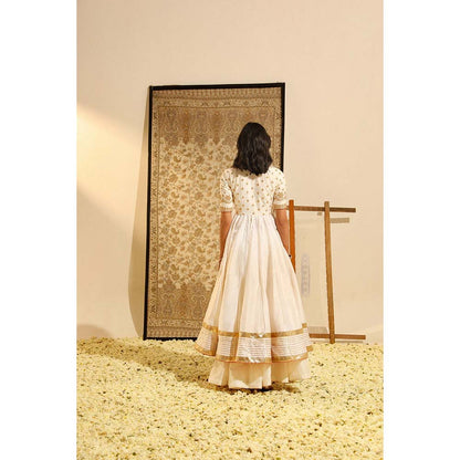 Sheetal Batra Ivory Irshaad Anarkali with Lehenga and Dupatta (Set of 3)