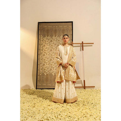 Sheetal Batra Ivory Suleman Short Kurta with Sharara and Dupatta (Set of 3)