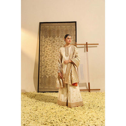 Sheetal Batra Ivory Suleman Short Kurta with Sharara and Dupatta (Set of 3)