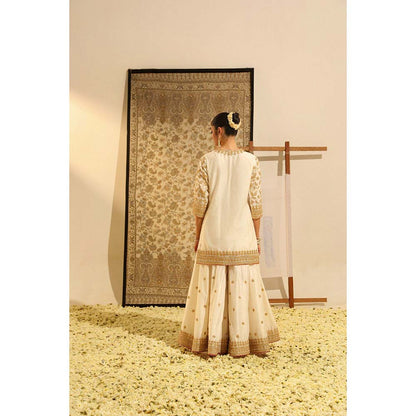 Sheetal Batra Ivory Suleman Short Kurta with Sharara and Dupatta (Set of 3)