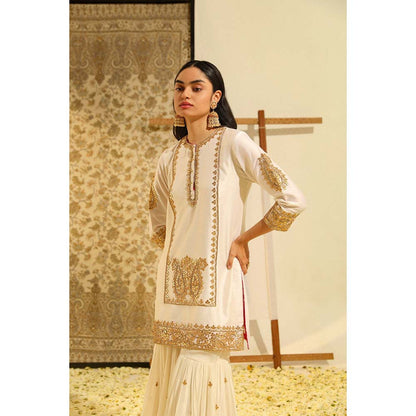 Sheetal Batra Ivory Siraj Short Kurta with Sharara and Dupatta (Set of 3)
