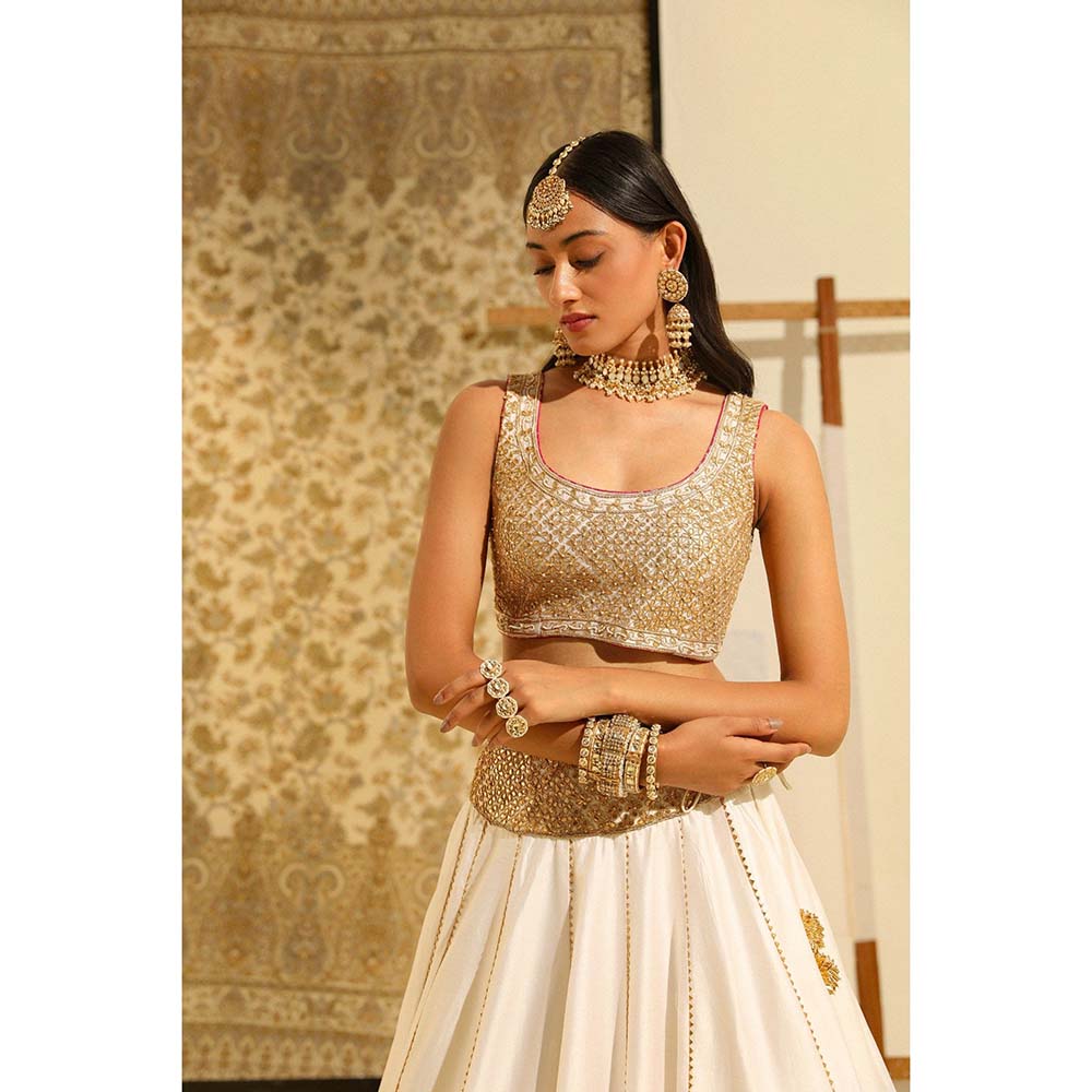 Sheetal Batra Ivory Aayan Blouse with Lehenga and Dupatta (Set of 3)