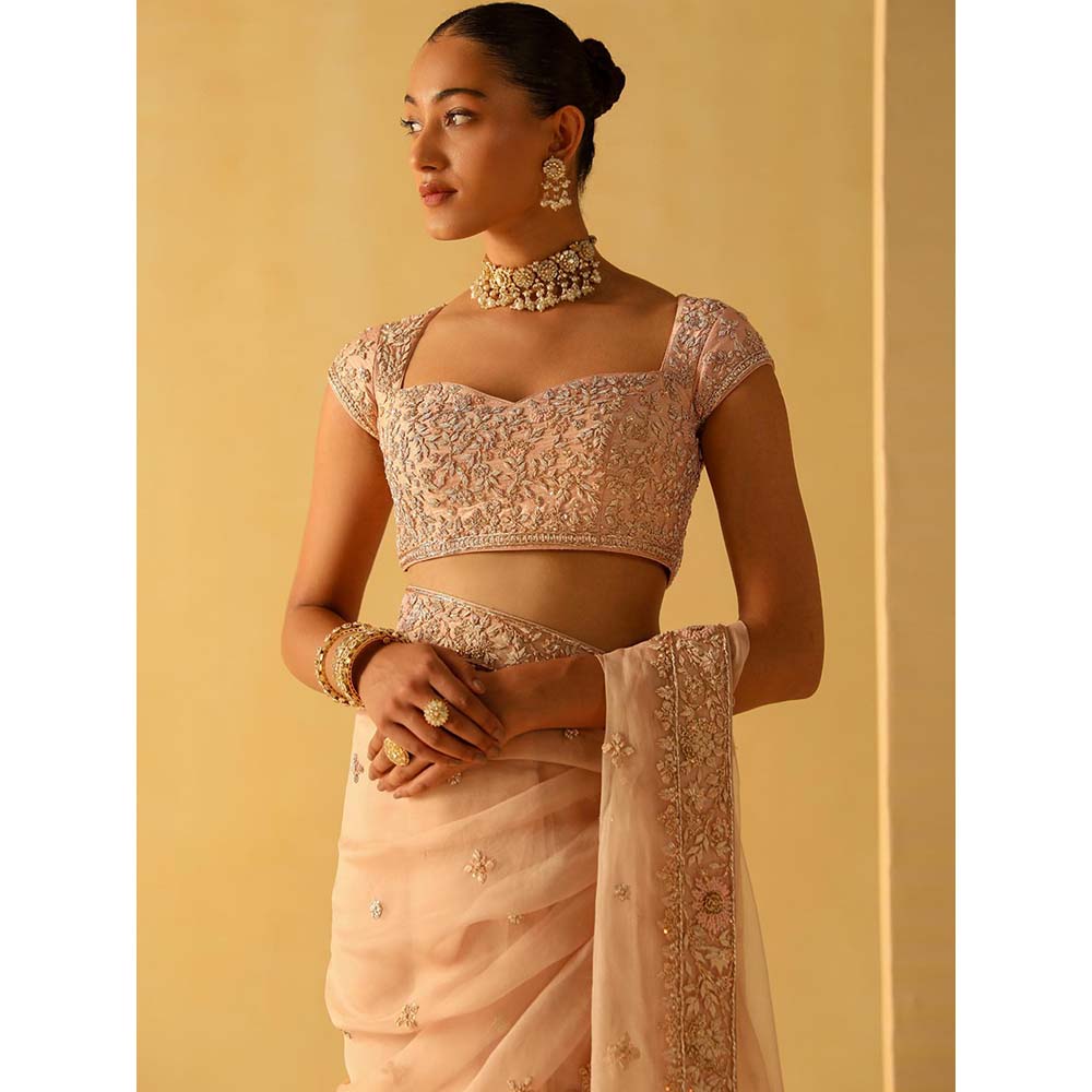 Sheetal Batra Maliha Rose Pink Embellished Saree with Stitched Blouse