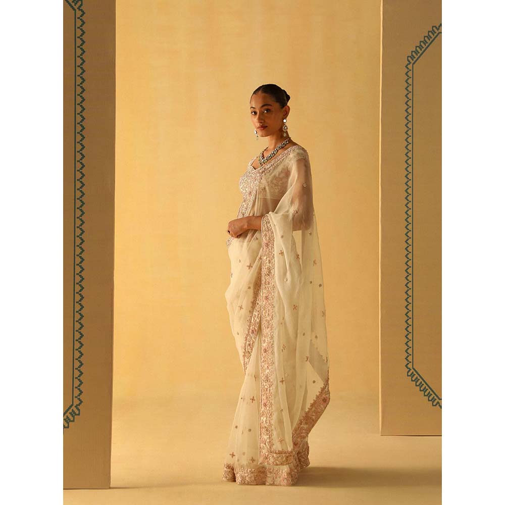 Sheetal Batra Maliha Off White Embellished Saree with Stitched Blouse