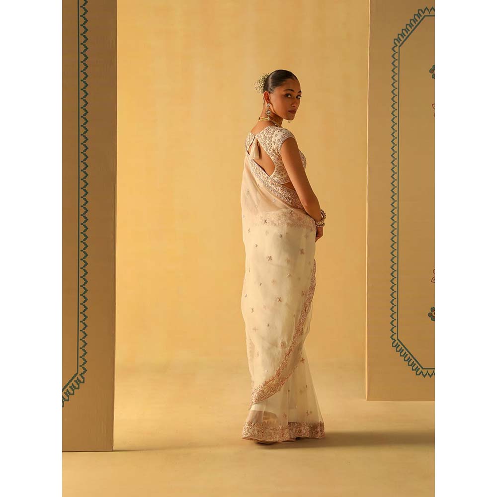 Sheetal Batra Maliha Off White Embellished Saree with Stitched Blouse