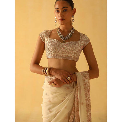 Sheetal Batra Maliha Off White Embellished Saree with Stitched Blouse